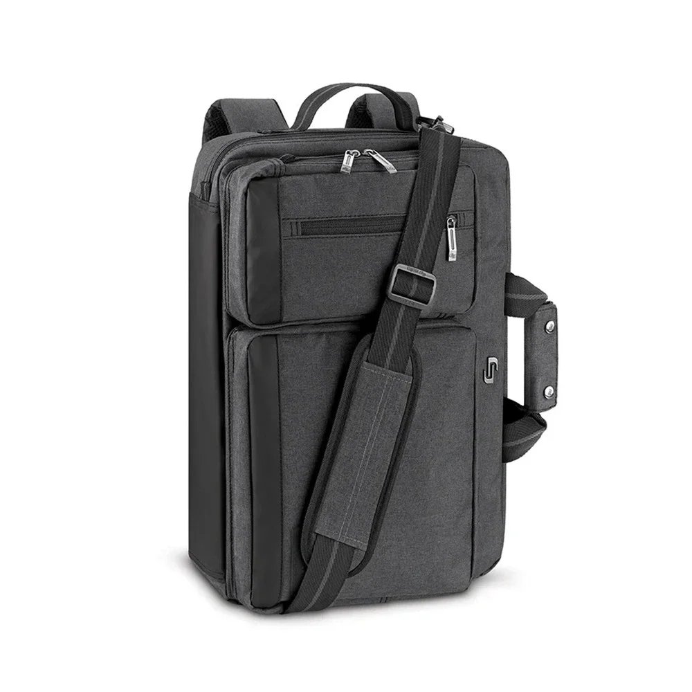 Solo New York Duane Hybrid Briefcase Backpack 15.6 Laptop Bag Travel Grey EUC